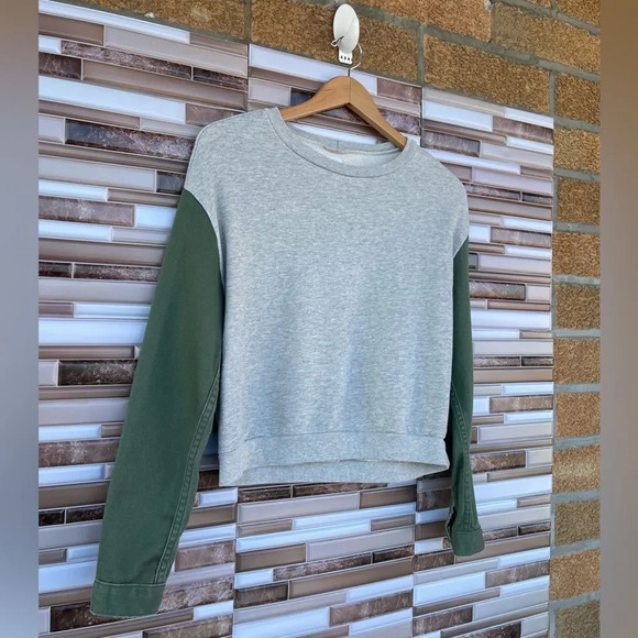 NSF longsleeve sweater with denim dark green sleeves small - Picture 2 of 9